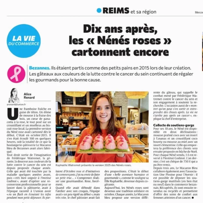 Les 10 ans des Nénés Roses du Macaron Bleu dans L'Union, octobre 2025 L'Union
